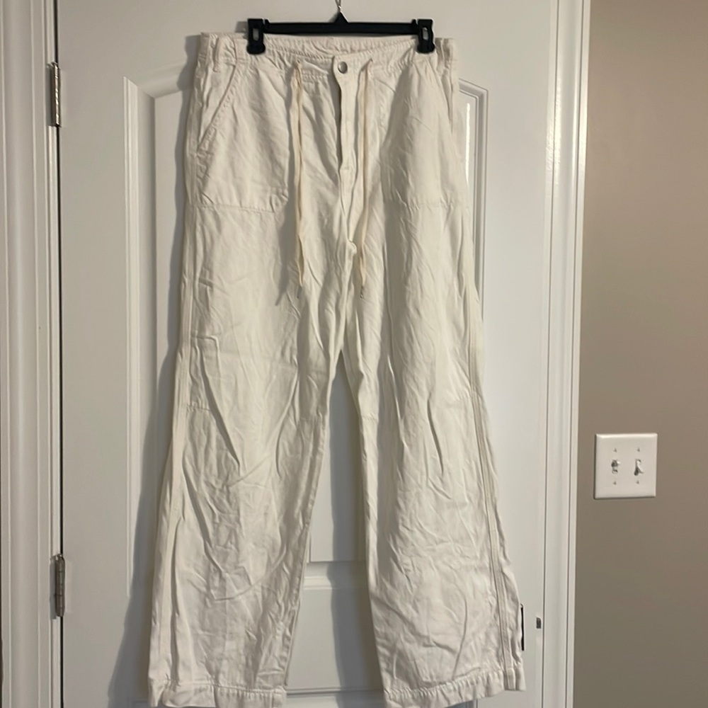 Vici wide leg drawstring white denim size 29